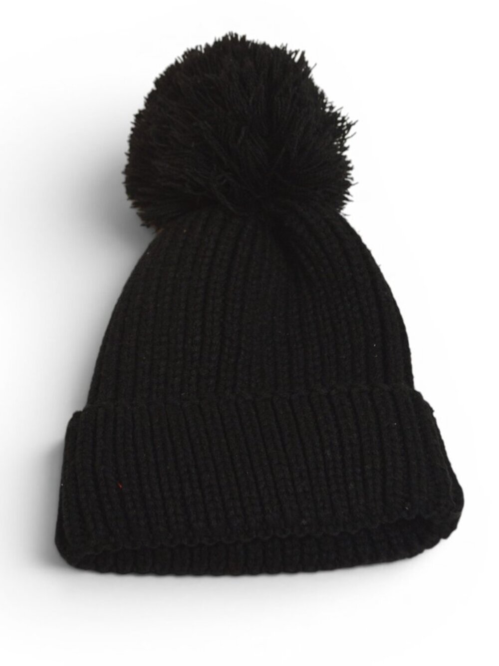 Steve Madden Black Knit Beanie Hat Pom Pom Acrylic Winter Cap One Size